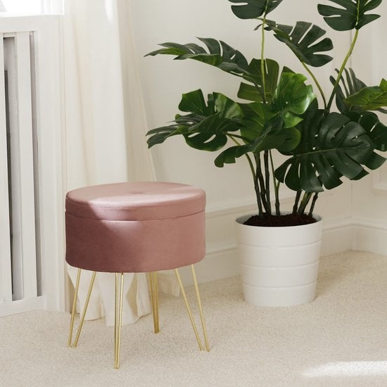 tectake - Tabouret d'assise Ava rose - 403953