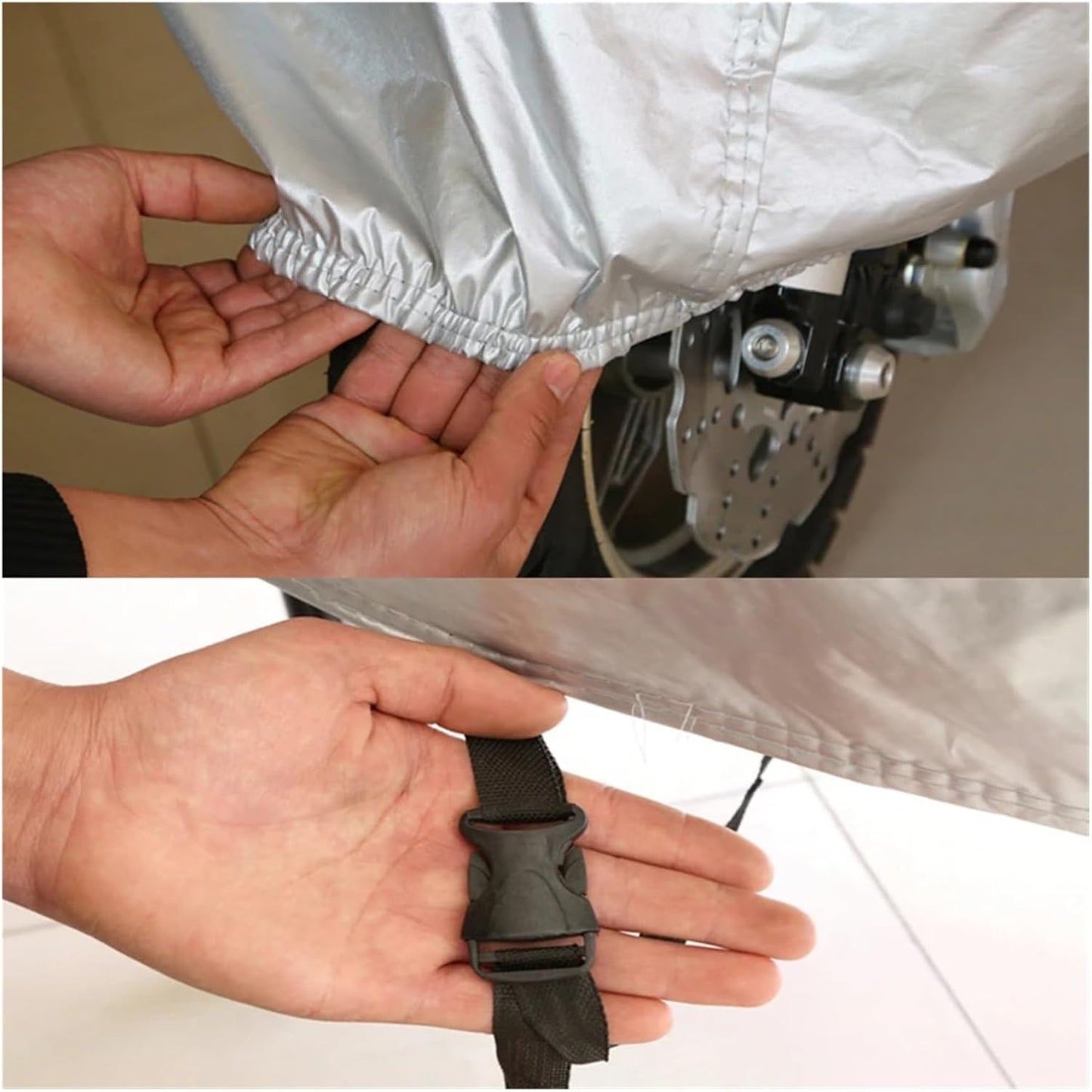 Housse de moto imperméable - argentée - coupe-vent - résistante aux déchirures - pour la plupart des motos