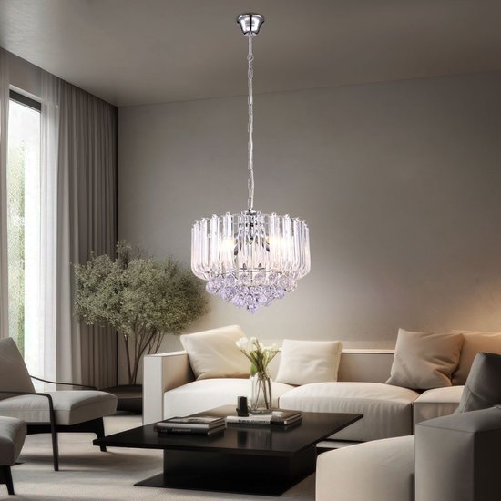 Lustre Globo Minnesota LED - Chrome avec décor en acrylique transparent et cristaux en acrylique