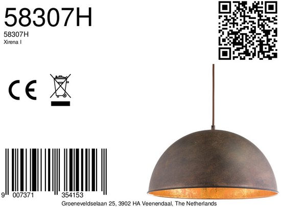 Globo - lampe suspendue - Xirena I - brun - métal - Ø 41cm - E27 - 58307H