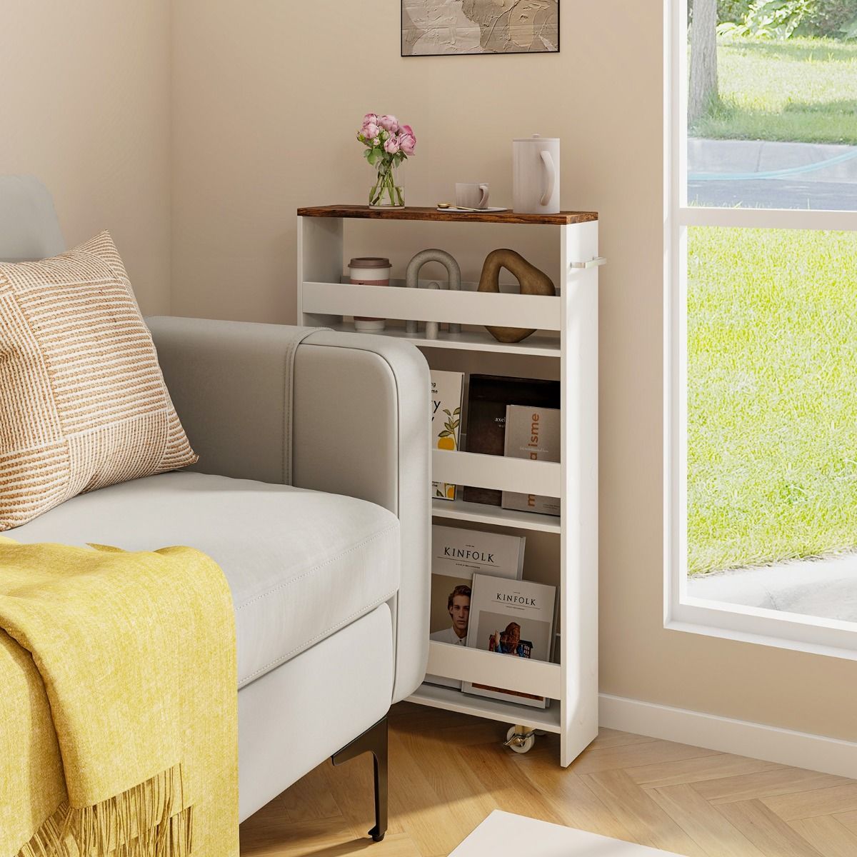 Coast Herb Rack mobile - 4 couches - étroit - 48 x 13 x 81 cm - blanc
