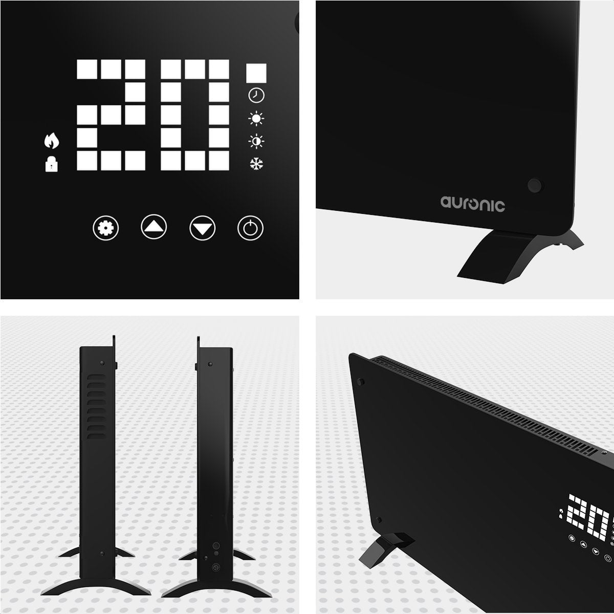 Radiateur éléctrique mobile - Auronic - Thermostat et télécommande - 2000 W - Noir