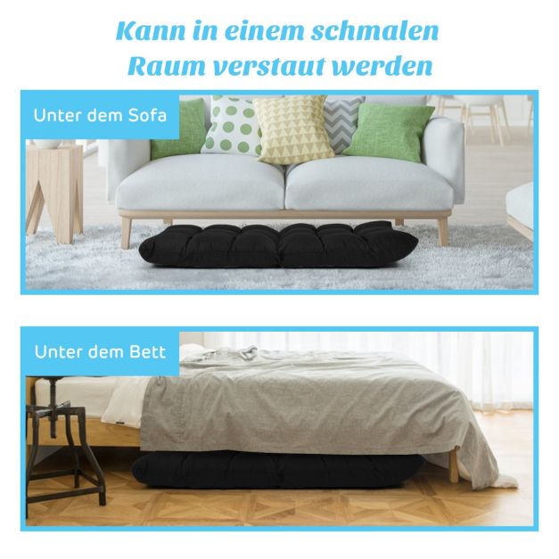 Fauteuil de sol réglable Coast – 14 positions d'inclinaison du dossier – 106,5 x 55,5 x 10 cm – Noir