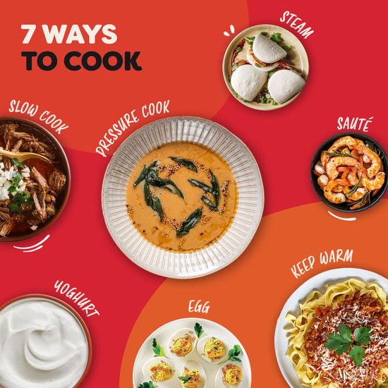 Multicuiseur Instant Pot Rio 5,7 L - Autocuiseur 7-en-1 - Mijoteuse - Cuiseur vapeur - Yaourtière - Jusqu'à 6 portions - Diffusion de vapeur optimisée