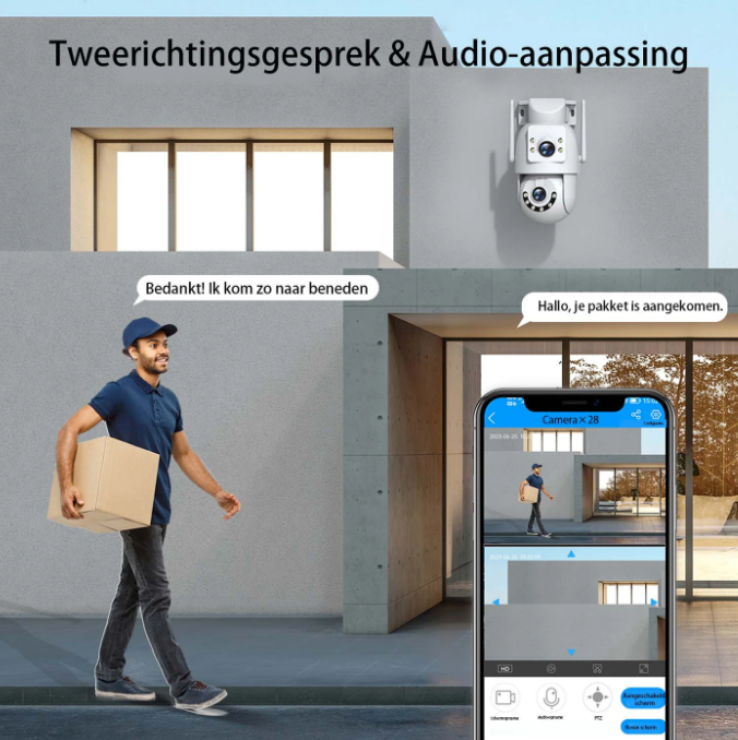 Caméra d'extérieur JOOAN Full HD à trois objectifs, caméra de sécurité pour supérettes et surveillance urbaine, suivi des personnes, caméra intelligente compatible 2G, 4G et 5G avec Wi-Fi, H.265/H.264