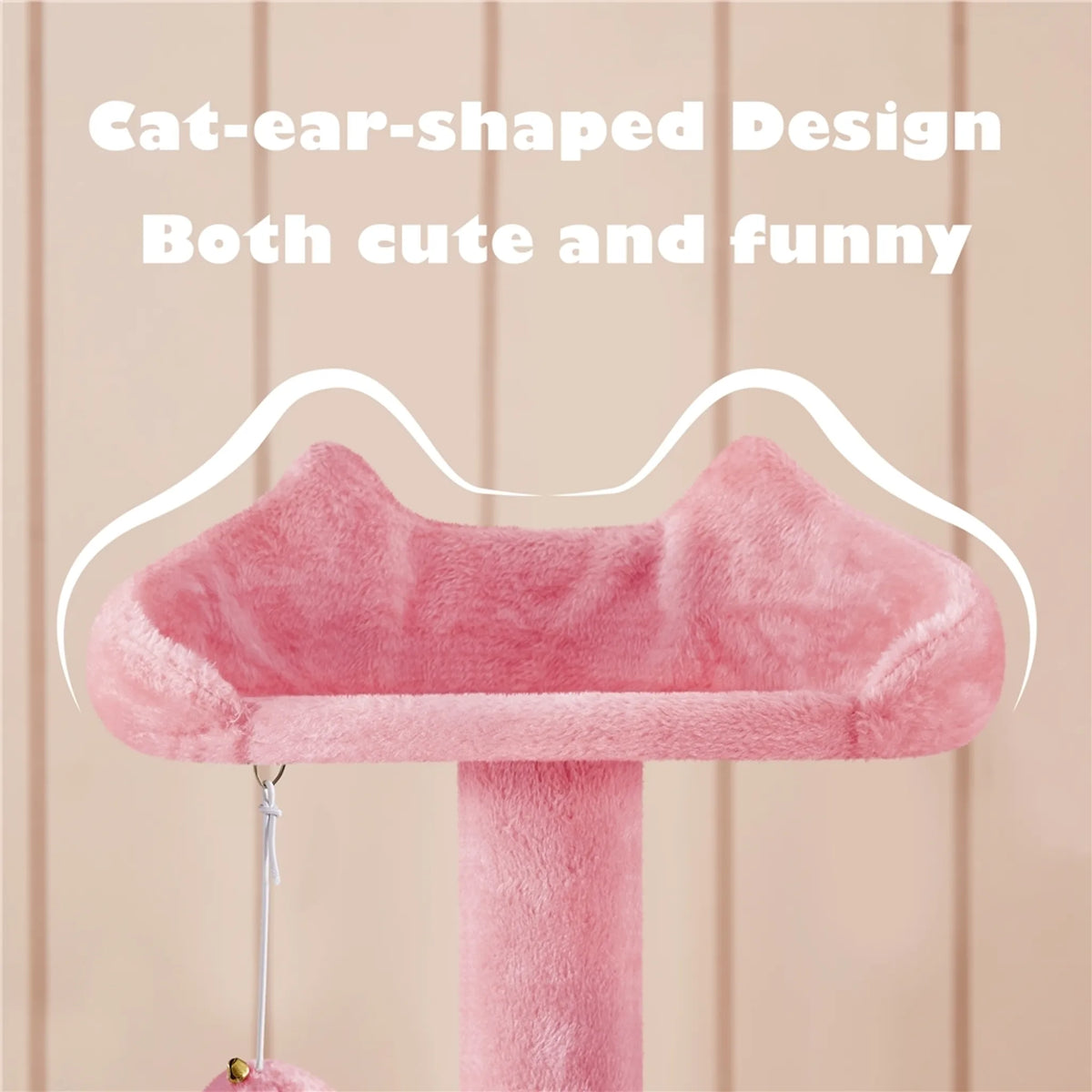 Yaheetech Cat Post avec 3 plateformes d'observation - équipé de 2 paniers pour chats, de poteaux en sisal et d'une balle de jeu avec cloche - pour les foyers avec plusieurs chats - peluche rose et panneau de particules E1 - 49 x 49 x 139 cm