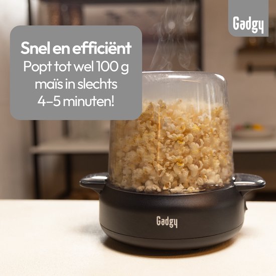 Machine à pop-corn Gadgy Premium – Machine à pop-corn - Pop-corn frais et fait maison en 4 à 5 minutes - 500 W - Noir