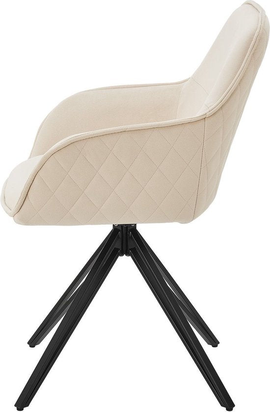 Chaise de salle à manger / Chaise pivotante / Chaise baquet Clyde - Beige - Base en métal