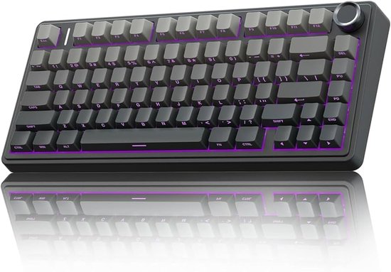 EPOMAKER x AULA F75 - Noir/Gris - Clavier mécanique sans fil - RGB - 75 % - QWERTY - Clavier gaming - Commutateurs Reaper