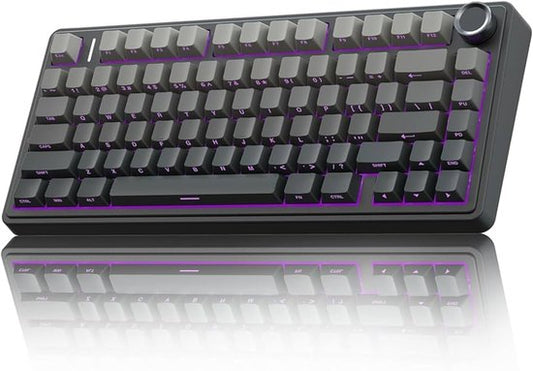 EPOMAKER x AULA F75 - Noir/Gris - Clavier mécanique sans fil - RGB - 75 % - QWERTY - Clavier gaming - Commutateurs Reaper