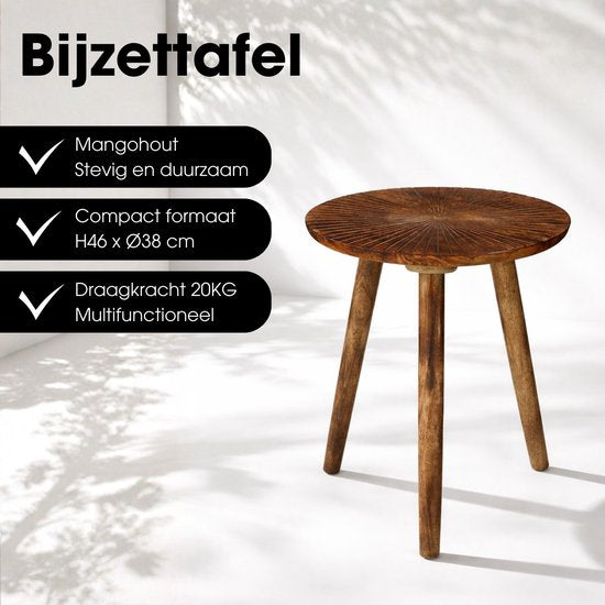 Table d'appoint Mica Decorations Pomante - Petite table - Table basse en bois de manguier - Pratique comme table à plantes ou support pour plantes - Petite table de salon - 46 x 38 cm - Marron foncé