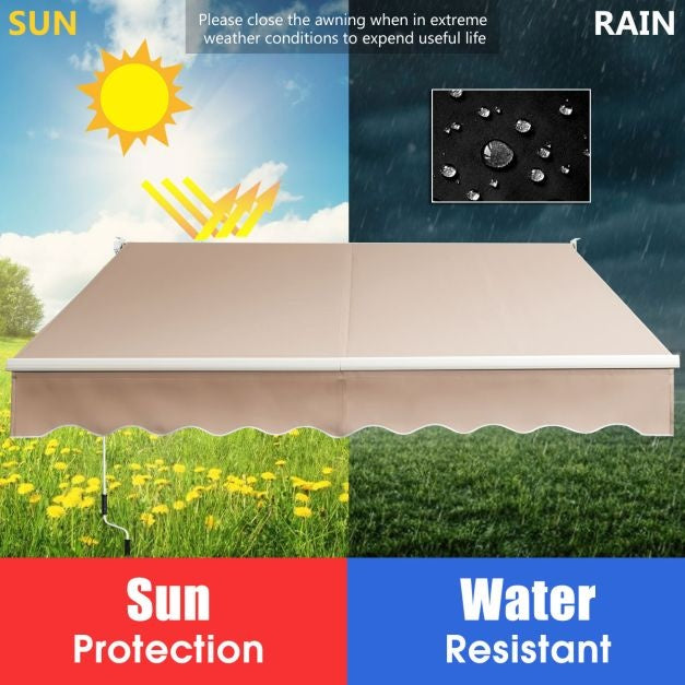 Coast - Parasol extensible manuel - sans perçage et réglable de 40° à 100° - 295 x 250 cm - aluminium/tissu - beige