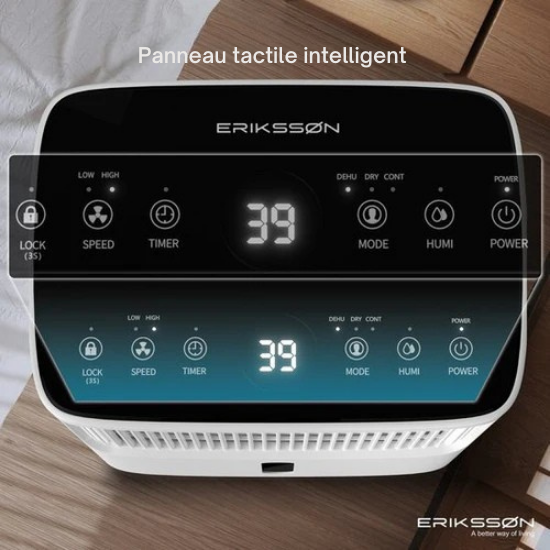 Déshumidificateur - Erikssøn – 16L / jours - Fonction Séchage Linge - Adapté pour Chambre, Salle de Bain, Salon - Blanc