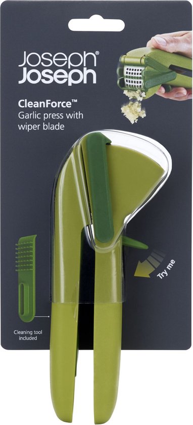 Presse-ail Joseph Joseph CleanForce – avec outil de nettoyage – Lavable au lave-vaisselle – Vert