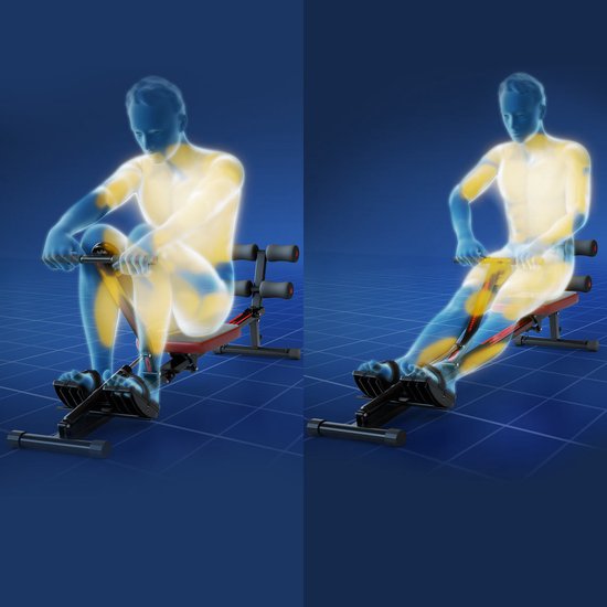 Kendox RowShaper - Rameur pour la maison - Appareil de fitness pour cardio et musculation - Rameur de fitness avec écran LCD pour l'entraînement à domicile - Chargement jusqu'à 120 kg