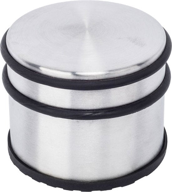 BRASQ Lot de 2 butoirs de porte - Butoir de porte en acier inoxydable avec revêtement antidérapant - 1,1 kg Pour l'intérieur et l'extérieur - Butoir de porte ⌀9 x 7,5 cm