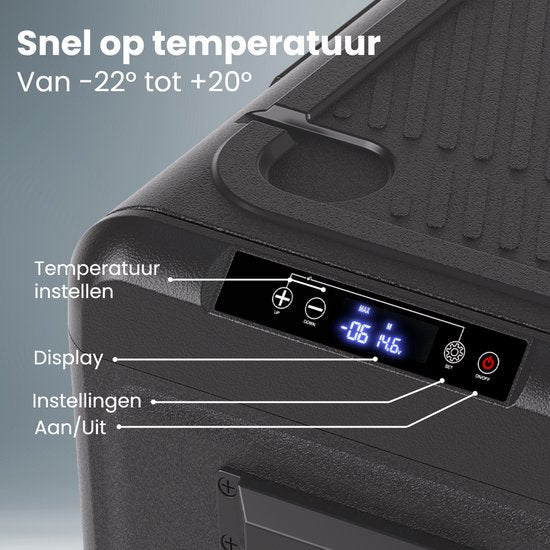 Auronic Electric Cool Box - Compresseur - Avec roues - 12V 230 Volt - Voiture - 50L - Noir/Gris