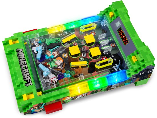 A Ambassador® Minecraft Pinball Machine - Licence officielle - Arcade Pinball - Mini Pinball - Machine de jeu - Score Counter - Table Top - Jeux pour enfants - adultes - The Big Toy Book 2025