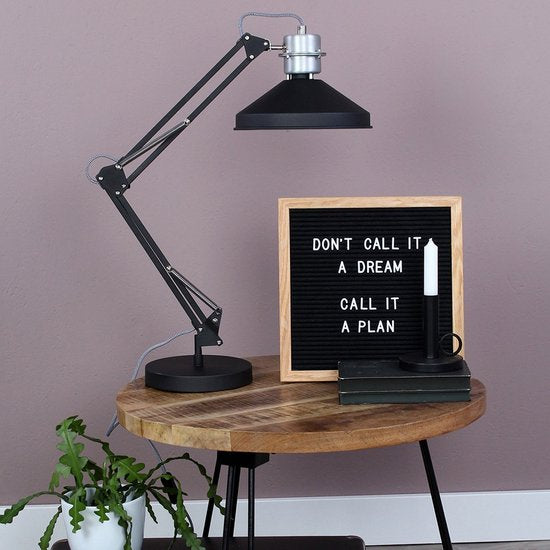 Anne Lighting Zappa - Lampe de table de style industriel - Noir - H : 80 cm - Ø : 18 cm - E27 - Pour l'intérieur - Métal - Lampes de table - Lampe de bureau - Lampes de bureau - Chambre à coucher - Salon - Salle à manger