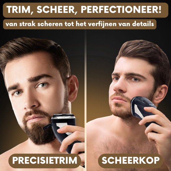 Rasoir 2-en-1 pour hommes avec tondeuse S1111 + tête de rasage supplémentaire - Sansbeaute® - Wet & Dry - Tondeuse de précision - Électrique - Rasoir électrique - Étanche
