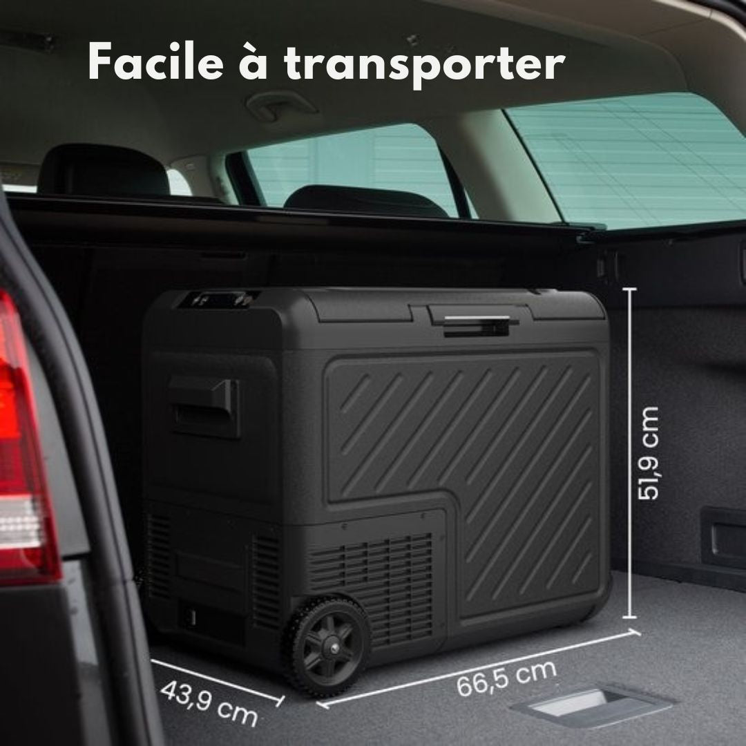 Glaçière électrique Auronic - Compresseur - Avec roues - 12V 230 Volt - Voiture - 50L - Noir/Gris