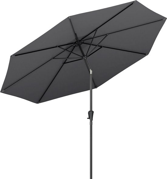 LifeGoods Parasol - Jardin - Ø300 cm - 30° inclinable - Imperméable - UPF50+ - Gris foncé