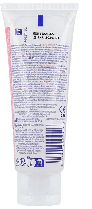 Lubrifiant Durex Natural - Extra Sensitive - 100 % naturel - 100 ml