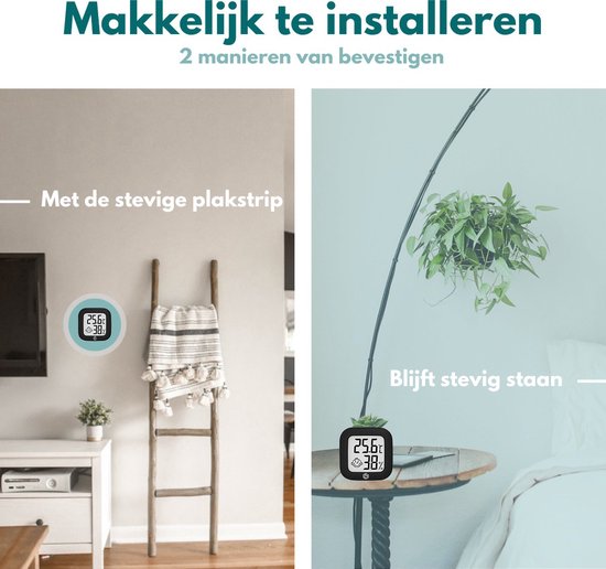Ease Electronicz hygromètre - Station météo - Humidimètre - Thermomètre d'intérieur - Pile et bande adhésive incluses