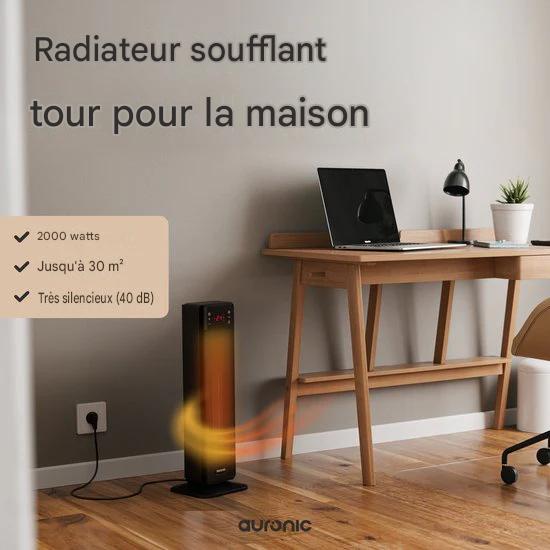 Auronic Réchaud électrique - Réchaud céramique - Réchaud à tour - Chauffage 2000W - Noir