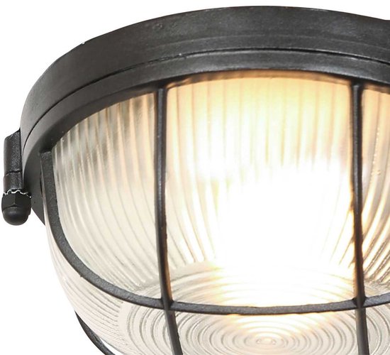 Plafonnier Lisanne 1342ZW | Métal noir et abat-jour en verre | Ø 17 cm, hauteur 8 cm | Mexlite | Design tendance pour l'intérieur