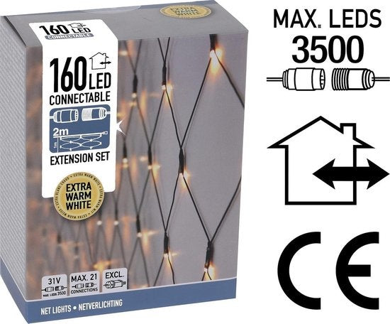 Nampook Net lighting - Linkable - 160 LED - 2 mètres - Blanc chaud