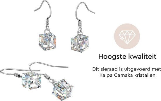 Yolora Boucles d'oreilles femme avec cristaux Kalpa Camaka - Argent - Plaqué or blanc 18K - Boucles d'oreilles femme argent - Bijoux - Coffret cadeau - Coffret cadeau de luxe - Coffret cadeau - Bel emballage cadeau - Emballage cadeau exclusif - Cadeau de