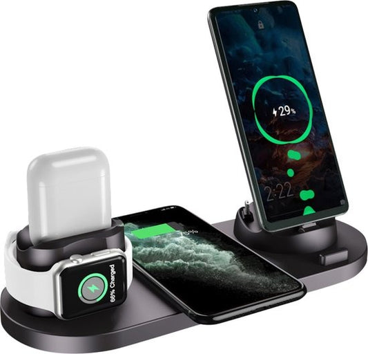 Nuvance - Chargeur sans fil 6 en 1 - Convient à tous les appareils Qi - Chargeur sans fil - Chargeurs sans fil