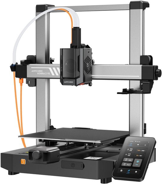 Imprimante 3D Anycubic Kobra 3 V2 Combo – ACE Pro Multicolor 4/8 couleurs – Vitesse de 600 mm/s – Nivellement automatique LeviQ 3.0 – Volume d'impression de 255 × 255 × 260 mm – Compensation des vibrations – Caméra 720p – Prête à l'impression