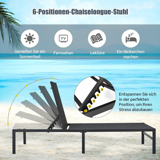 Coast Sun Louner pour l'extérieur chaise longue réglable 64 x 198 x 67 - 103 cm noir