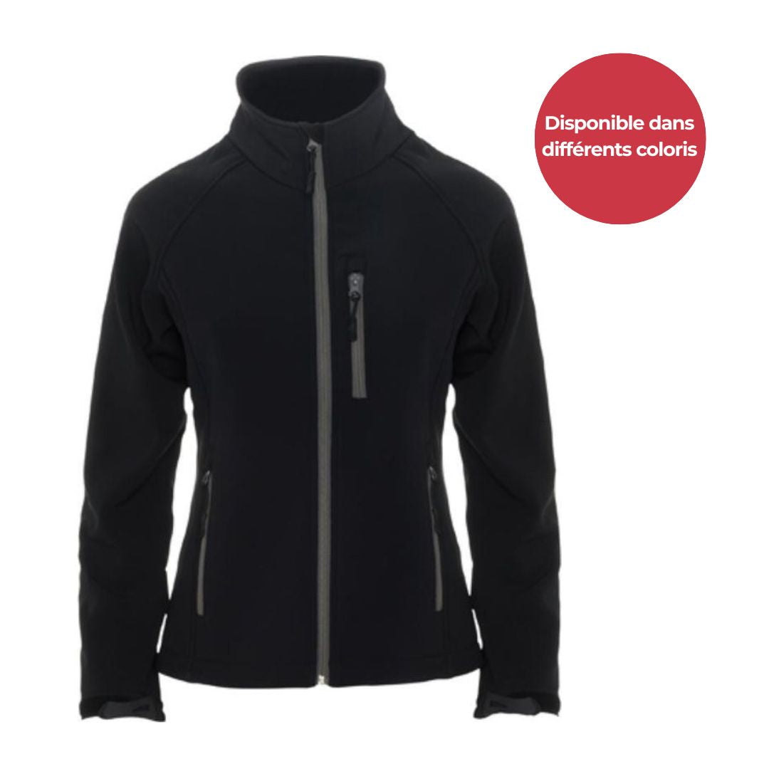 Antartida - Veste Softshell femme - Doublure micropolaire - Colonne d'eau 1.000 mm - Noir - S
