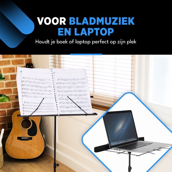 Finesse Music Stand for Sheet Music - Foldable - with Carrying Bag - Lesson Stand for Tablet - Black