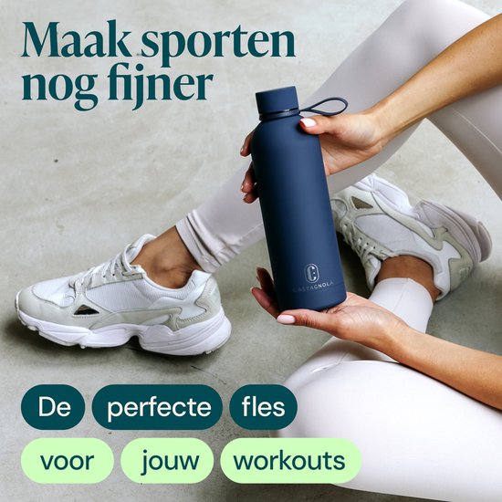 Bouteille d'eau Castagnola - Bouteille à boire en acier inoxydable 500 ML - Thermos en acier - Bouteilles à boire pour adultes - Double paroi - Bleu foncé
