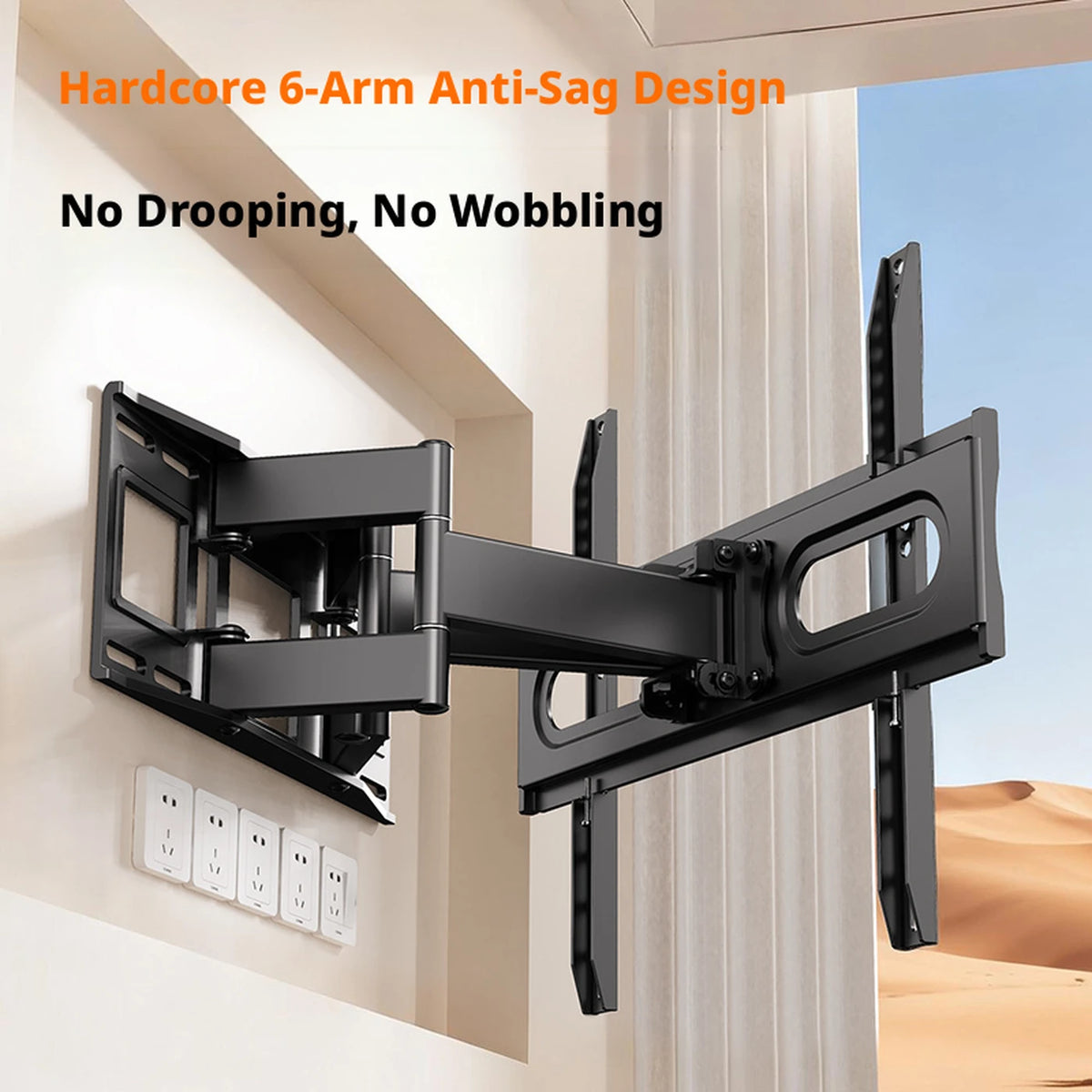 Support mural télescopique pour téléviseur CNTSLNB 32 à 65 pouces – Extensible – Noir – Métal