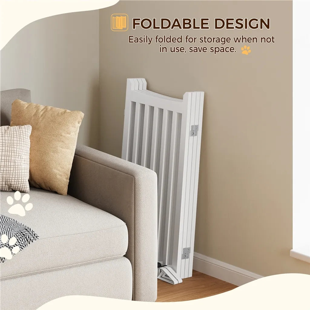 Yaheetech Dog Fence White - Clôture de sécurité pliable avec 4 panneaux - 201.5 x 90.5 x 1.8 cm