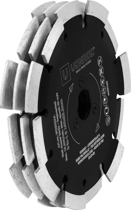 VONROC Lame de scie diamantée 3-en-1 - 150x22.2mm - Pour trancheuse VONROC PRO WC503AC