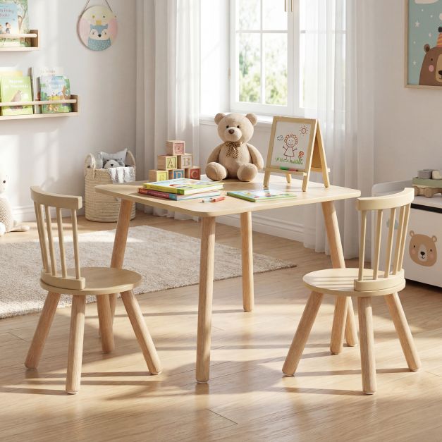 Table pour enfants Coast avec 2 chaises - Naturel - 60 x 60 x 43,5 cm