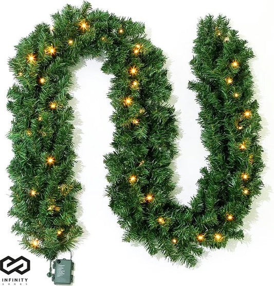 Infinity Goods Guirlande avec lumières - minuterie - décoration de Noël - 270CM - guirlande de Noël - décoration de Noël - 35 LED - vertes