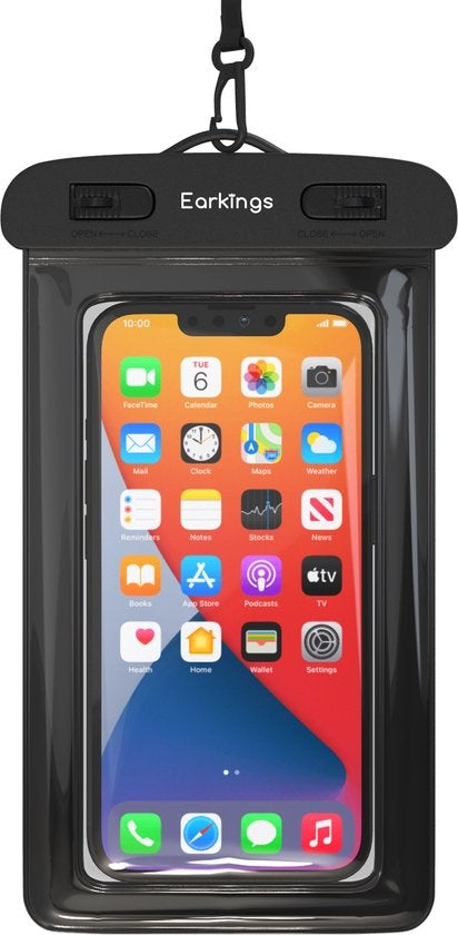 Etuis de téléphone étanches - Drybag Set of 2 - Etui de téléphone sous-marin pour tous les téléphones - Etui de téléphone étanche Earkings - Noir & Orange