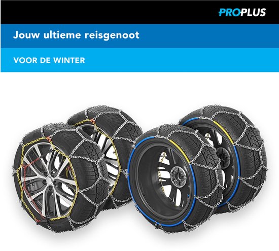 Chaînes à neige ProPlus - KNR255 - Maillons en acier de 16 mm - Label de qualité Önorm - Sécurité - Pneus - Installation rapide et facile - Compatibles avec différentes tailles de pneus - Maillons de réparation et mallette inclus - Lot de 2 - Véhicule 4x4