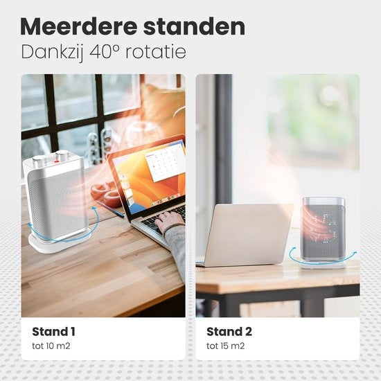 Auronic Electric Heater - Radiateur à ventilateur - 2 étages - 1500W - Indication LED - Rotatif - Blanc