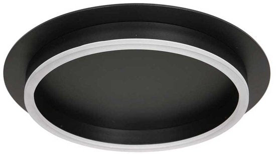 Plafonnier Ringlux 3655ZW, luminaire noir Ø 32 cm à lumière LED chaude, en métal et plastique, design tendance, marque Steinhauer