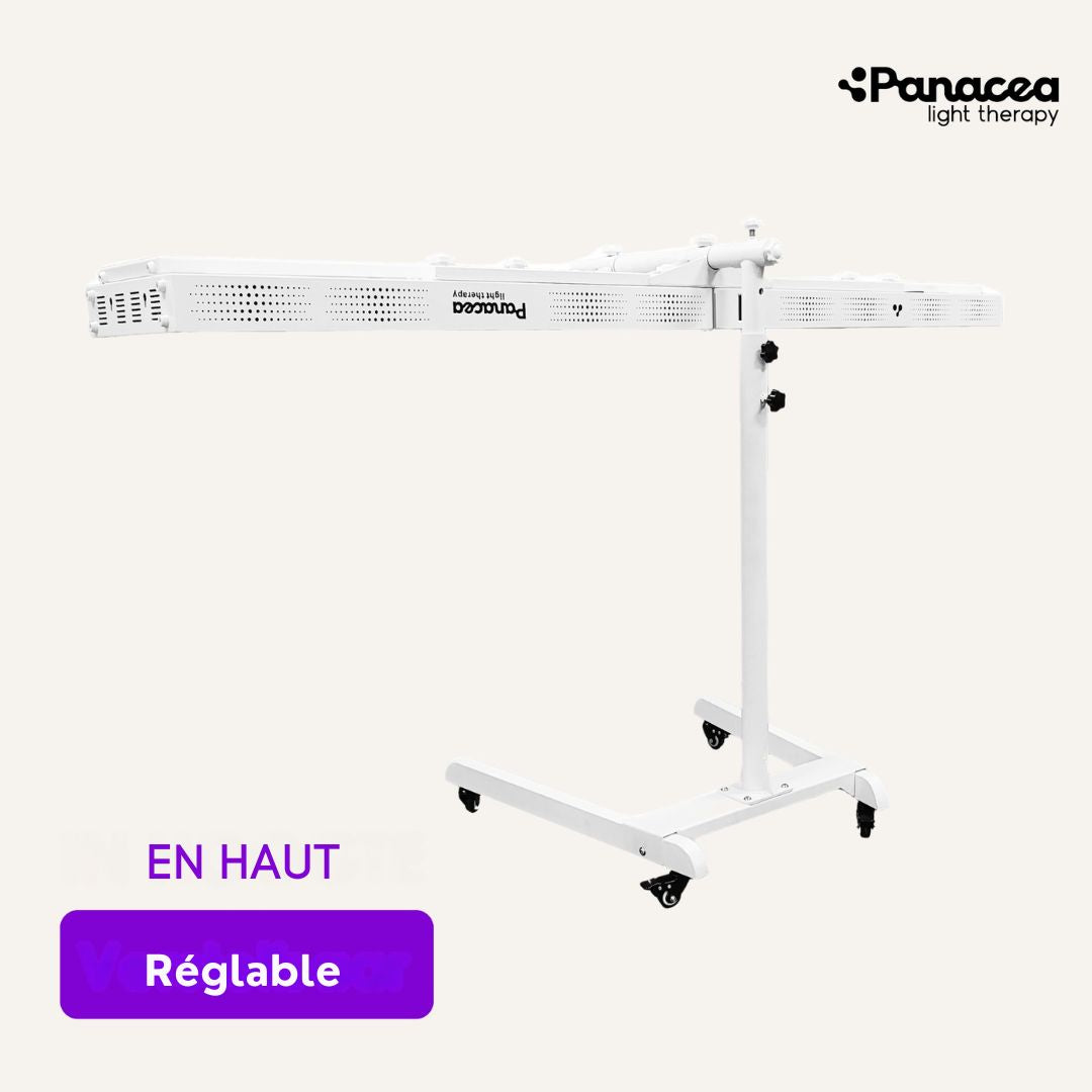 Support mobile et réglable pour les panneaux de luminothérapie - Panacea - Hauteur réglable jusqu'à 160 cm - Max. 20 kg - Métal - Blanc