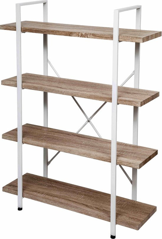 Armoire murale Sturdy, Bibliothèque ouverte, Design industriel - 105x32x140 cm, Blanc