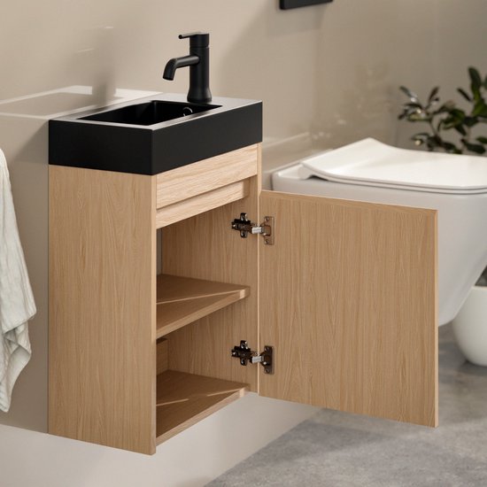 Meuble de salle de bains Mirlux en chêne clair - Meuble-lavabo - Meuble de WC - Meuble de salle de bains - 40 cm